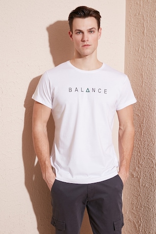 Buratti Pamuklu Slim Fit Bisiklet Yaka Erkek T Shirt 541Balance Beyaz