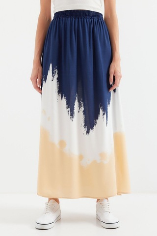 Hiccup Bdart Elastik Bel Detaylı Gradient Maxi Etek Lacivert