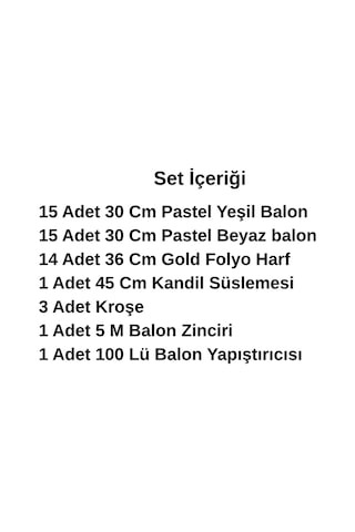 Hatim Töreni Temalı Gold Folyo Harf Yeşil Beyaz Balonlu Hatim Kutlaması Süsü Beyaz - Yeşil