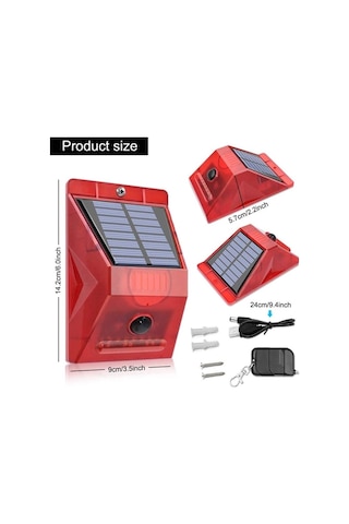 1290 Güneş Enerjili Sensörlü Alarm Yabani Hayvan Kovucu 120db