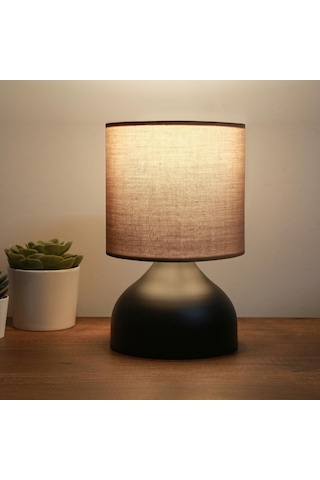 Milano Metal Gövdeli Abajur Kahve Kumaş Başlık Yatak Odası Salon Cafe Aydınlatma Çok Renkli