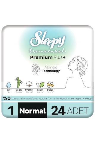 Sleepy Bio Natural Premium Plus Hijyenik Ped Normal 24 Adet Ped