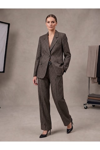 Prenses Kadın Takım Elbise Limited Edition Klasik Blazer Ve Pantolon Kahverengi