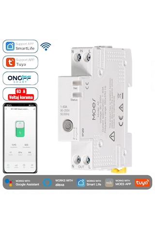 Onoff Tuya Wifi Akıllı Yüksek Voltaj Düşük Voltaj Güc Tüketimi Zamanlama Uzaktan Kontrol Anahtar Röle 63 Amper