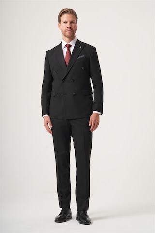 İmza Siyah Kırlangıç Yaka Kruvaze 6 Drop Slim Fit Tam Astar Esnek Takım Elbise 1001260180