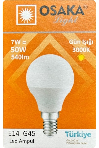 8 Adet Osaka 7w 50w Sarı Işık E14 Duylu İnce Duy Led Mini Ampul