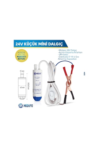 Midapo 24 Volt D.C. Dalgıc Mini Dalgıc Pompa