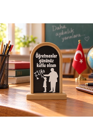 Öğretmenler Günü Atatürk Ve Öğrenci Figürlü Masa Süsü 11,5 X 8 X 2 Cm 3d Baskı Çok Renkli