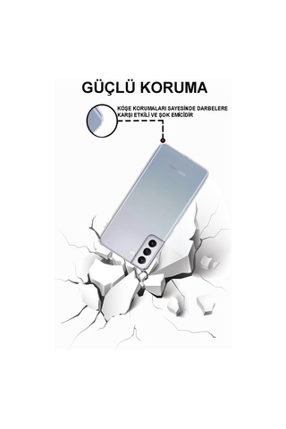 Samsun Galaxy S21 Plus ile Uyumlu Kapak Kamera Korumalı Şeffaf Tıpalı Silikon Kılıf