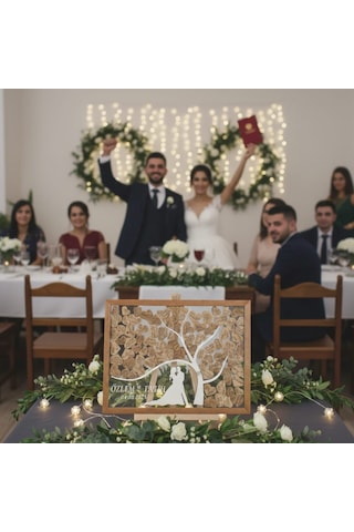 Düğün-nişan Dikdörtgen Ağaç Motifli Şeffah Pleksi 50cm X 35cm Misafir-hatıra Anı Defteri-kutusu + Şövale Ve Kalem Hediyeli