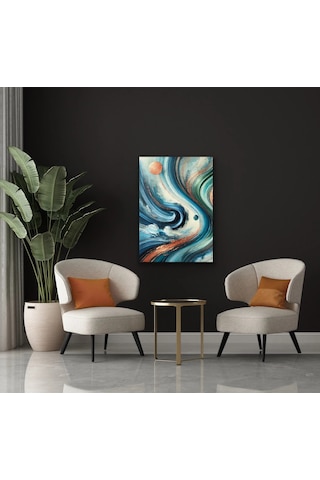 Turuncu Yeşil Mavi Soyut Kanvas Tablo 70x100cm