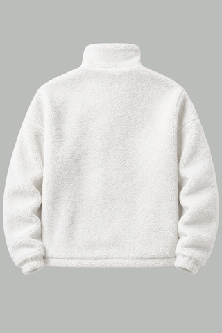 Genius Store Oversize Peluş Erkek İçi Polarlı Tam Fermuarlı Sherpa Sonbahar Kış Kadın Polar Sweatshirt Oversıze-pelus Ekru