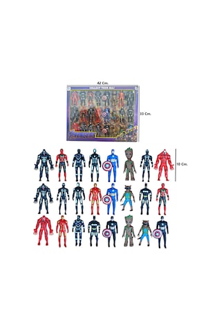 24'lü Süper Kahraman Seti Örümcek Adam Hulk Kara Panter Venom Batman Demir Adam 10 Cm.