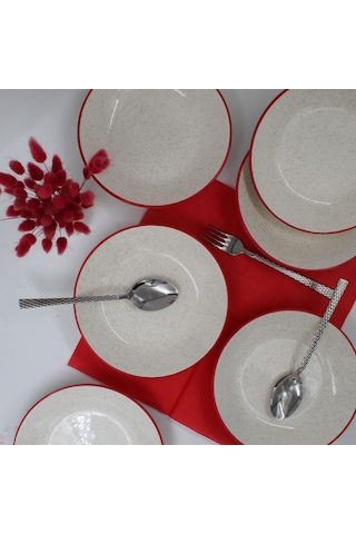 Kiraz 20 Cm Yemek Tabağı 6 Adet Kırmızı