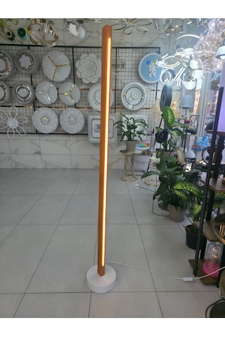 Modern Ahşap Led Lambader Kumandalı 3 Renk El Yapımı 145 Cm Meşe