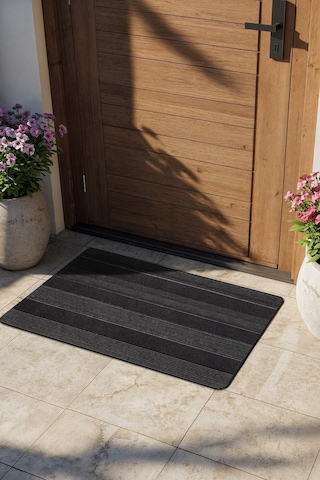 Ps034a Siyah Kaymaz Taban Nem Alıcı Toz Alıcı Kapı Önü Paspası Uv Dayanıklı 45x70 Cm