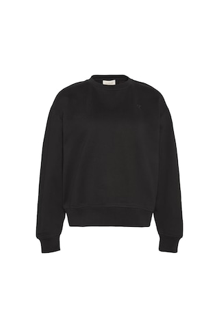 Kadın Rahat Kalıp Bisiklet Yaka Sweatshirt - Siyah Black