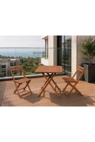 Modermo 2 Kişilik Katlanır Masa & Sandalye Seti - 70x70 Cm Grup M Ceviz