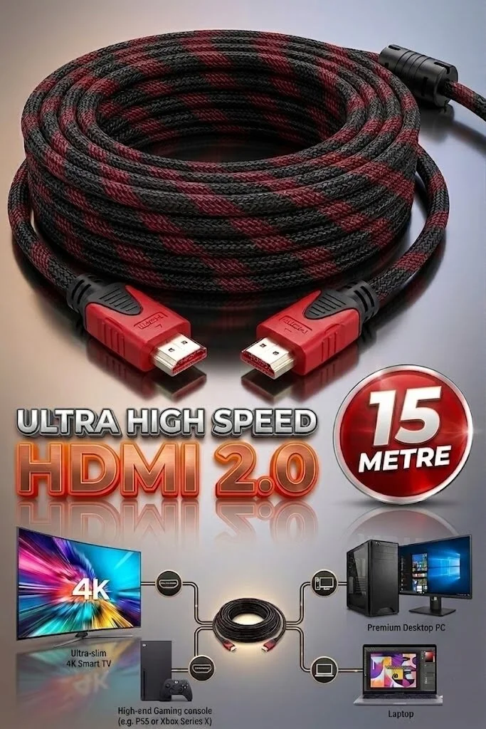 15 Metre Hdmı 1.4 Örgülü Kablo Sargılı Hdtv Hdmı Kablo 1080p Hdmı Uyumlu Hdmı Dijital Kablo Tv Bilgisayar Yüksek Hızlı Hd Kablo 001