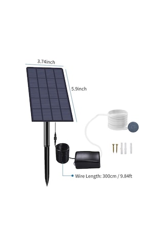 Pazly 2w Takmalı Solar Oksijen Pompası - Balık Tankı Oksijenatör Cihazı