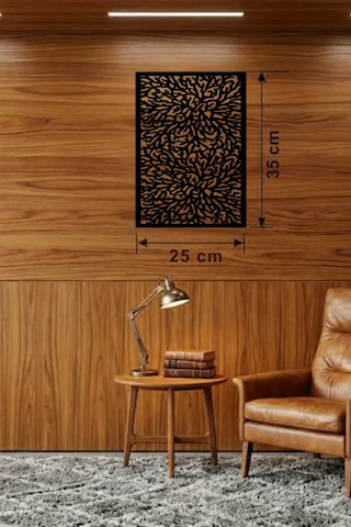 Soyut Mercan Ve Hücre Dokulu Ahşap Duvar Tablosu - 25x35 Cm Lazer Kesim Dekoratif Pano Çok Renkli