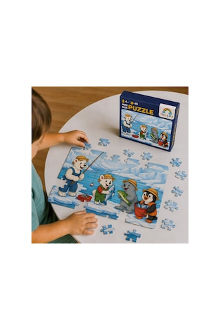 Balıkçılar Mini Puzzle 40 Parça 3-7 Yaş Eğitici Çocuk Puzzle Yapboz