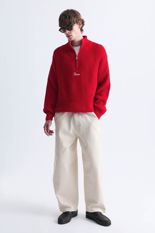 Vamos Fermuar Kapama Dik Yaka Sweatshirt Kırmızı