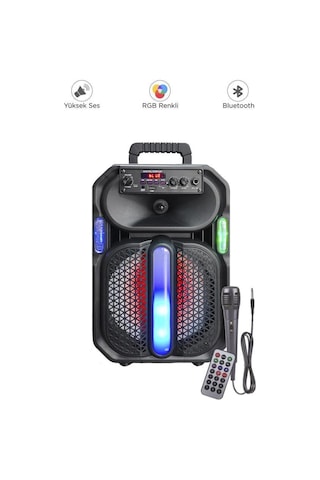 D26 Rgb Işıklı Mikrofonlu Kumandalı Usb/tf/fm/mıc/bt Bluetooth Hoparlör