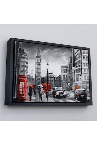 Çerçeveli Ingiltere Londra Yağlıboya Görünüm Dekoratif Tablo-3543