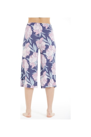Lılac Kadın %100 Viskon Çiçek Desenli Pijama Altı Capri Mor Mor
