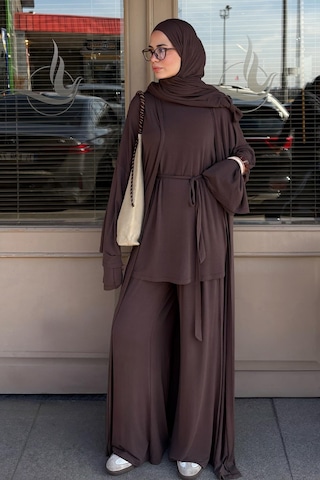 Carell Micro Modal Abaya Kahve Çok Renkli