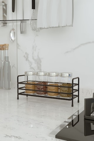 Eva Metal Tasarim Banyo Mutfak Organizer Düzenleyici Raf Kozmetik Takı Stand Baharatlık Dolap Içi, Tezgah Üstü Metal Siyah
