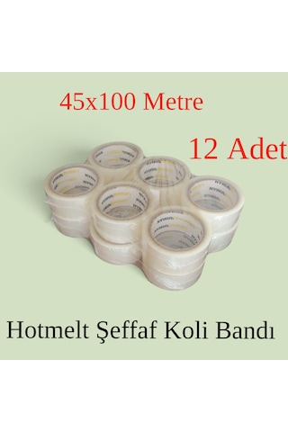 12 Adet - Liebherrman 45x100 Metre Hotmelt Şeffaf Koli Bandı - Aynı Gün Kargo