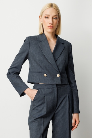 Ekol Simli Kumaş Kadın Crop Ceket 26k.ekl.ckt.05169.1 Lacivert