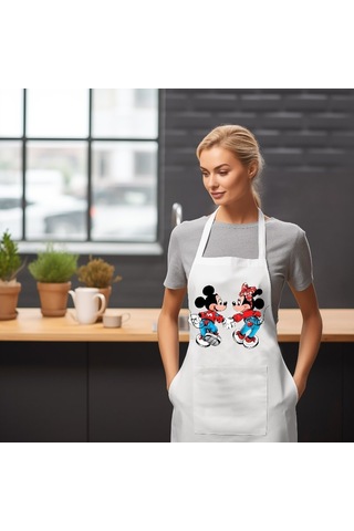 Mickey - Minnie Aşk Temalı Önlük Çok Amaçlı Kullanıma Uygun Önlük