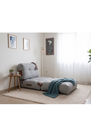 Viscolog Comfy Yeni Nesil Bohem Tekli Koltuk,yataklı Katlanır Berjer,yer Yatağı, Modüler Yapı 75x75cm 85cm gri