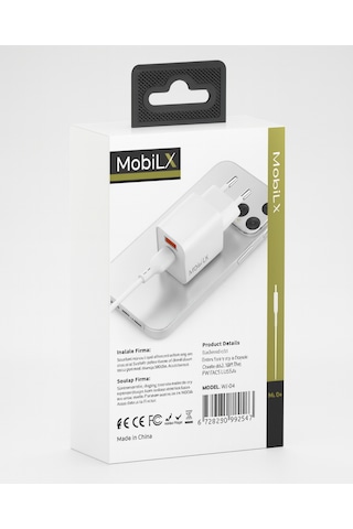 Mobilx 2.4a Apple Uyumlu iPhone 8 14 Pro Max Hızlı Şarj Adaptörü + Lightning Kablo