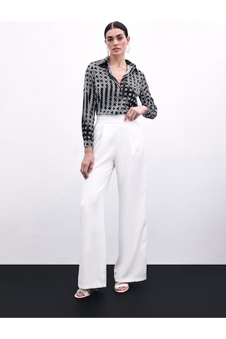 Sateen Kare Desenli Gömlek - Siyah-135967 Siyah