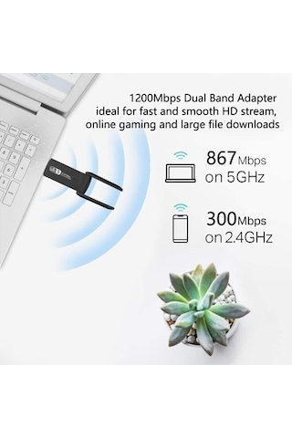 AC1200 Mbps Dual Band USB 3.0 Adaptör Kablosuz Wi-Fi Alıcı