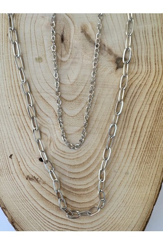 Paytak Moda Gümüş Rengi Zincir Kolye Unisex Zincir Kolye Pytkznckly239 Gümüş