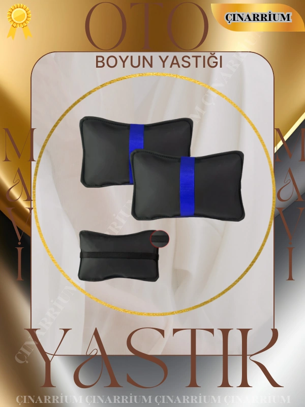Volkswagen Passat B8 2015 Ve Sonrası Oto Koltuk Mavi Şerit Boyun Yastığı 2 Adet