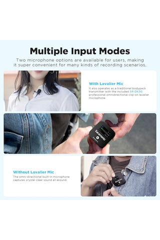 Saramonic Blink900 B1 Kablosuz Yaka Mikrofonu, Dslr Video Kamera/Apple Uyumlu iPhone/android/dizüstü Bilgisayar İçin Oled Ekranlı 2.4ghz Kablosuz Yaka Mikrofonu