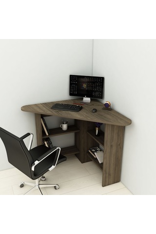 Arnetti Köşe Çalışma Masası Corner Ofis Masası Ceviz