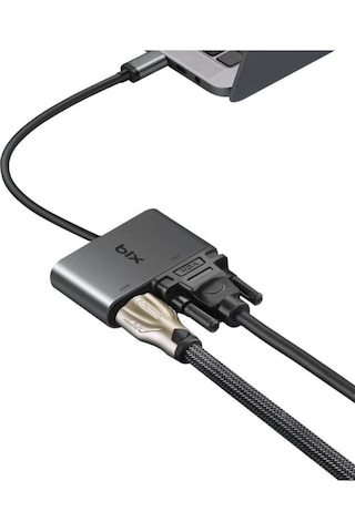 Bix Bx14hb 2in1 Type-c 3.1 4k 30hz Hdmı & Vga iPad Pro, Apple Uyumlu MacBook / Windows Grafik Adaptörü