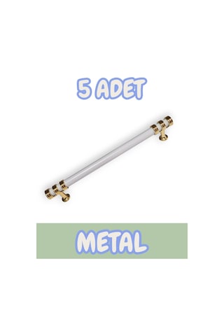 Nesli Alüminyum Metal Lüks Modern Mobilya Çekmece Mutfak Dolabı Kulpu Beyaz-altın 128mm 5 Adet Beyaz - Altın