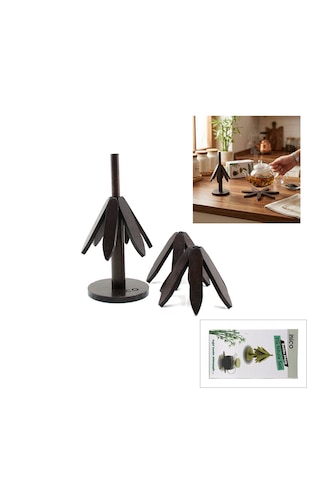Standlı Ağaç Model 2pcs Ahşap Bambu Katlanır Nihale Yapraklı Çiçek Modeli Çap: 20cm Çok Renkli