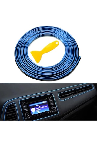 Trim Fitili Oto Geçmeli Mavi Trim Fitili Süs 5 Metre Nikelajlı Mavi
