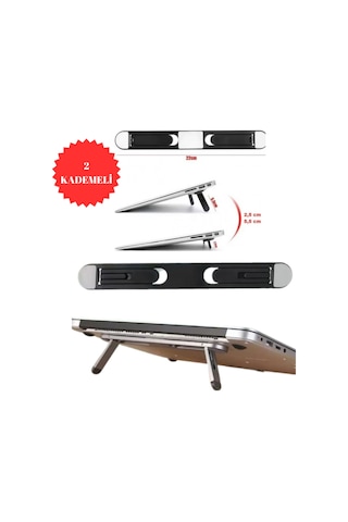 Laptop Standı 2 Kademeli Yükseltme Ayarlı Katlanabilir Ve Yapışkanlı Siyah