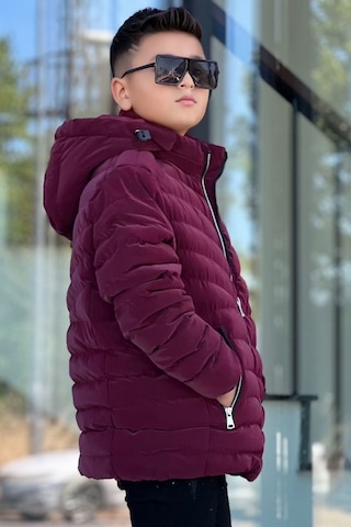 Pina Kids Erkek Çocuk Çıkarılabilir Kapüşonlu Sık Dikişli Nova Kumaş Kışlık Şişme Mont Km4016 Bordo