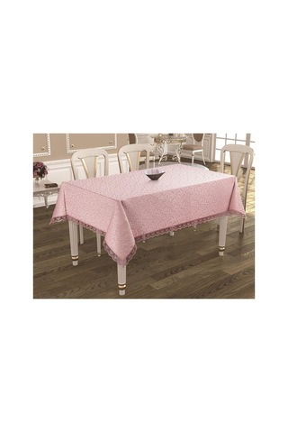 Denizli Çeyiz Dantelli Masa Örtüsü Pembe 160x220 Çok Renkli